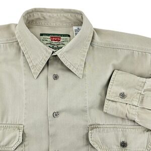 Levi's VINTAGE Early 90's Mens Medium Long Sleeve Button Up Shirt Tan‎